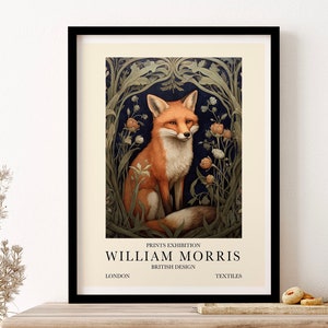 William Morris London Exhibition Poster Red Fox Wall Art Print Poster Framed Art Gift