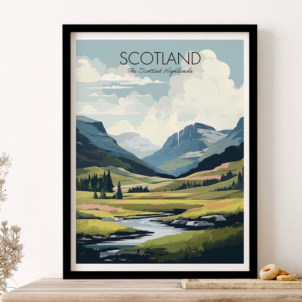 Scotland The Scottish Highlands Vintage Travel Wall Art Print Poster Framed Art Gift