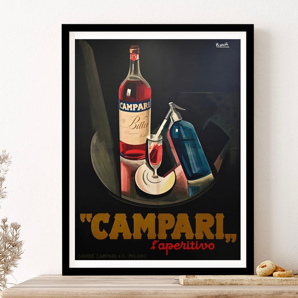 Bitter Campari Vintage Italian Alcohol Poster Marcello Nizzoli Wall Art Print Poster Framed Art Gift