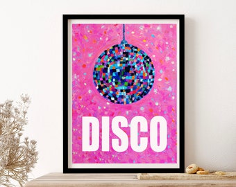 Disco Ball Oil Painting Wall Art Print Poster Framed Art Gift