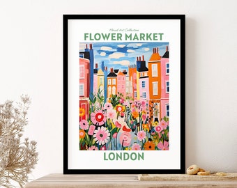 London England Flower Market Floral Art Print Travel Print Plant Art Modern Style Wall Art Print Poster Framed Art Gift