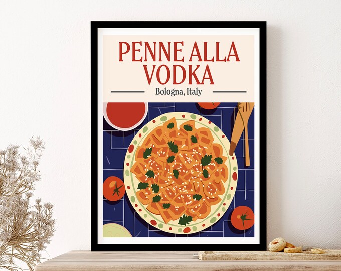 Penne Alla Vodka Pasta Wall Art Print Poster Framed Art Gift