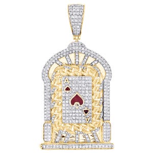 Colgante de as de picas en plata de ley 925 con moissanita VVS1, diamante, marco cubano, arco de tarjeta, joyería de hip hop helada, regalo de aniversario