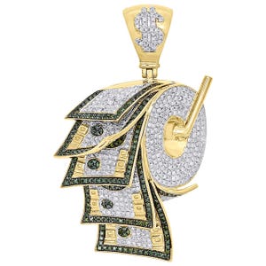 Guldpengarullehänge Iced Bling Hiphop-berlock 3,75 karat Moissanit 10KT vitguld Pengarstapelhalsband för män Statement-smycken Gåva