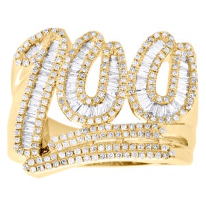 Anillo de hip hop con 100 emojis, diamante de moissanita baguette redondo de 1,03 quilates, ideal como anillo de campeonato, regalo de cumpleaños, joyería personalizada, regalo para el Día del Padre.
