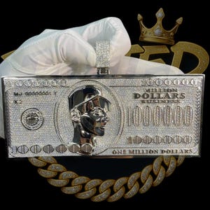 Custom 1 Million Dollar Pendant Moissanite VVS Iced Out Silver Money Bar Necklace Hip Hop Handmade Jewelry Gift for Him Bling Rapper Chain