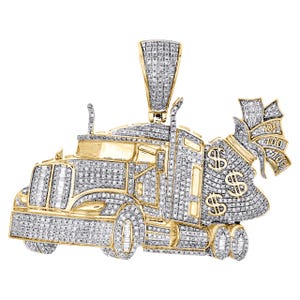 Iced Out Truck Pendant Money Bag Moissanite 925 Sterling Silver Hip Hop Necklace for Hustlers Truckers Gift for Boyfriend Rappers Jewelry