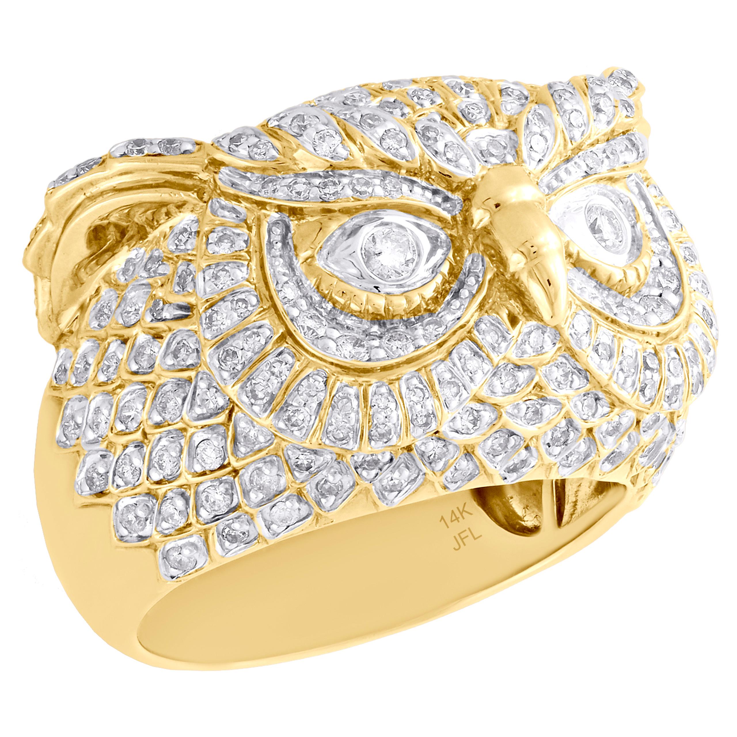 Owl Face Statement Pinky Ring 1.3 CT VVS Moissanite Diamond Custom Made Iced Out Bling Ring Gift for