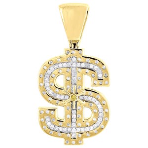 Dollar Sign Pendant 0.55 CT Moissanite Diamond Money Symbol Necklace 14K Solid Gold Iced Out Hip Hop Jewelry Charm Rapper Pendant Men Gift