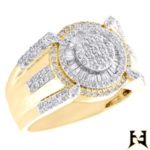 Herren Hip Hop Ring Rapper Iced Out 1,05 CT Runde & Baguette VVS1 Moissanit Diamant Ring Benutzerdefinierte 14K Gelbgold Hochzeitsjubiläum Ring