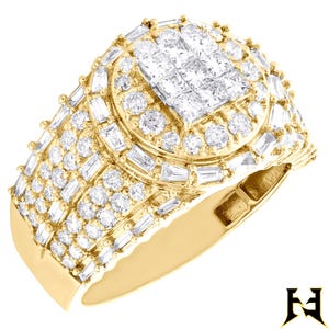 Premium 14K Yellow Gold Custom Champion Ring For Men Customized Iced out Baguette & Princess Lab Grown Diamond Ring Hip Hop Men Ring Gift