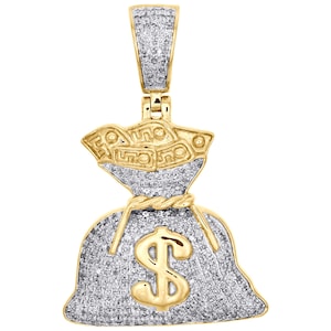 Ciondolo a forma di borsa porta soldi in argento sterling 925 con moissanite da 0,5 ct e diamanti, gioiello hip hop, pezzo forte, regalo per uomo
