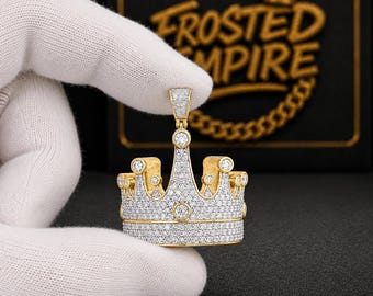 Diamond King Crown Pendant | 2.63 CT Yellow Gold Royal Jewelry - Etsy