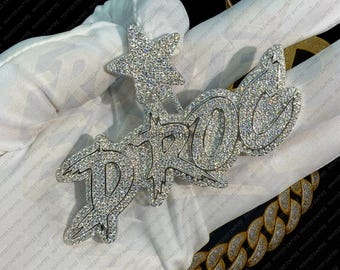 Custom Iced Out Initial Pendant Moissanite Letter Necklace, 925