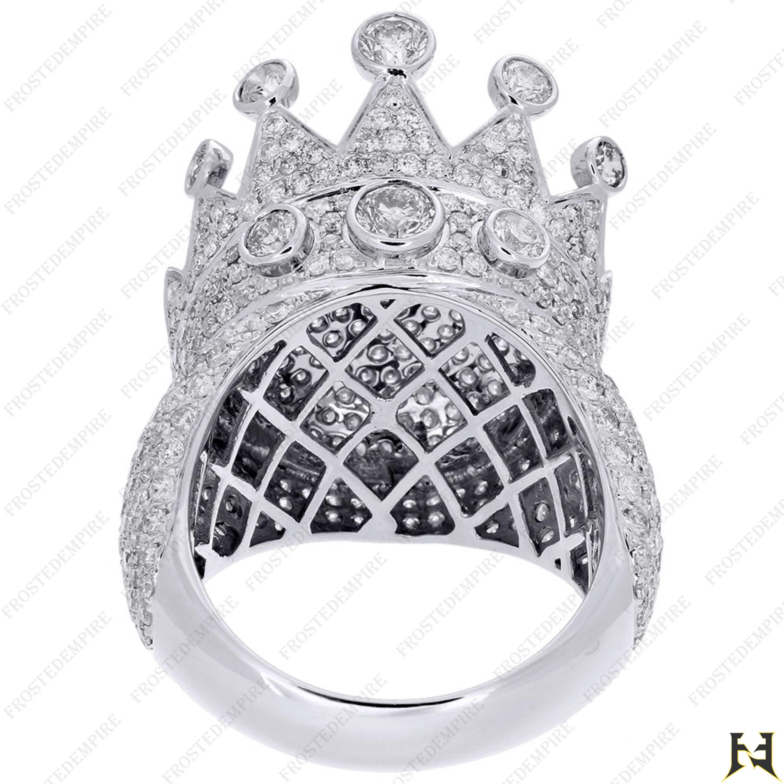 Customized King Crown Huge Hip Hop Ring 7.11 CT Round Diamond Statement ...