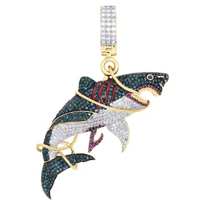Baby Shark Moissanite Pendant Hip Hop Rapper Pendant Solid 925 Sterling Silver Ice out Hip Hop Pendant for Necklace Passes Diamond Tester
