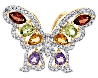 Pendentif glacé papillon multiforme diamant moissanite en argent sterling 925 bijoux tendance pour femme cadeau d'anniversaire pour elle