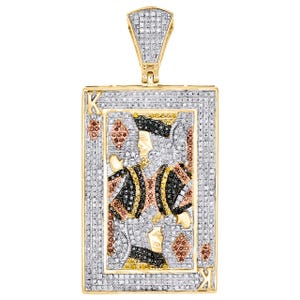 King of Diamonds Poker Anhänger 10K Gelbgold 1,25 ct Moissanit Diamant Karte Anhänger Iced Out Hip Hop Bling Schmuck für Männer Geschenk für Ihn