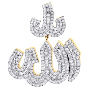 Allah Pendant Necklace Baguette Round Moissanite Diamond Allah Pendant for Islamic Man Eid Gift Islamic Necklace Islamic Allah Charm Pendant