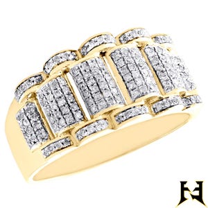 0.5CT Jubilee Pinky Ring Round Moissanite Diamond Hip Hop Bust down Bling Ring 14K Yellow Gold VVS1 Moissanite Champion Ring for Men Jewelry