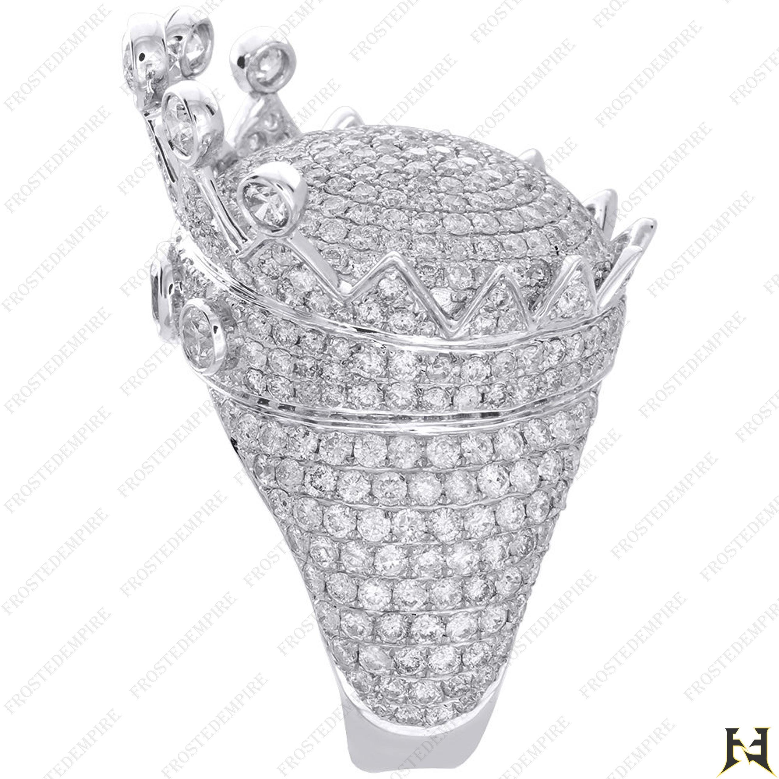 Customized King Crown Huge Hip Hop Ring 7.11 CT Round Diamond Statement ...