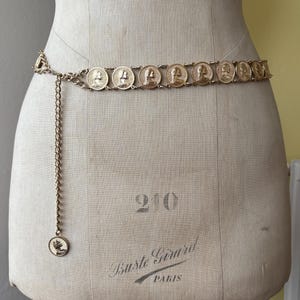 Vintage 1960s 1970s gold coin chain belt | adjustable vintage gold chain link belt 1970s body jewellery gold chunky chain retro belly chain