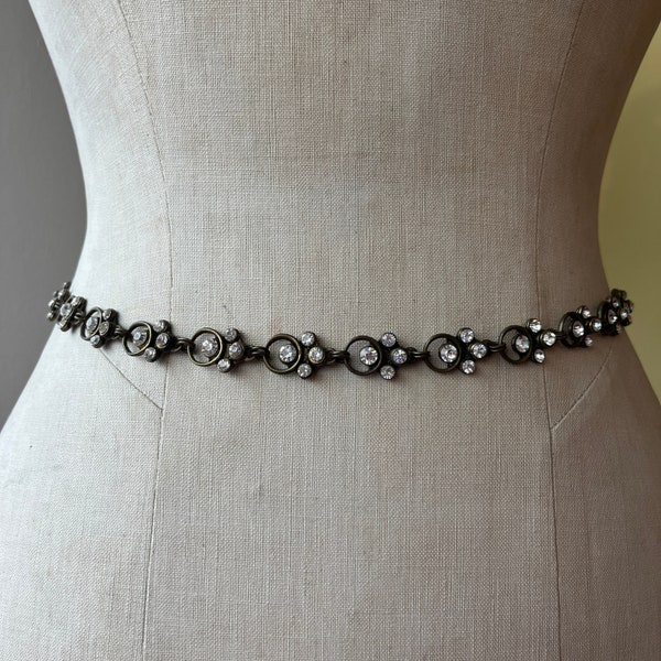 Stunning Vintage Diamante Rhinestone Chain Belt | retro sparkly adjustable chain link belt body jewellery chain belt retro 1990s accessories