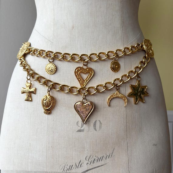 Rare Signed ESCADA Designer Gold Chain Charm Belt | ESCADA  display picture 1