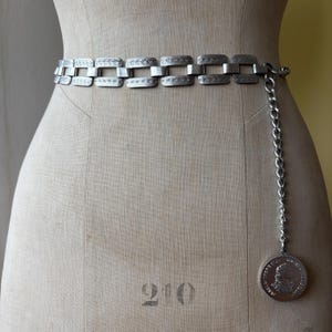 Vintage 80\'s chunky silver chain statement belt  37\