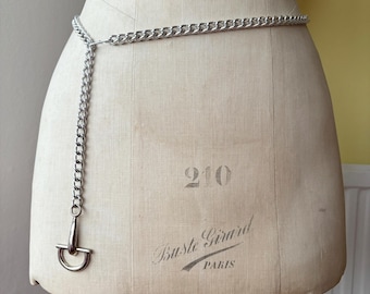 Vintage Silver Charm Link Waist Chain Belt VINTAGE Silver Tone Link Chain Belt with Charm at end (#25  main image 3