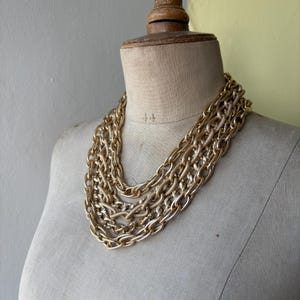 Beautiful chunky vintage multi strand necklace | retro mid century gold necklace, vintage jewellery prom wedding jewelry 1960 1970s necklace