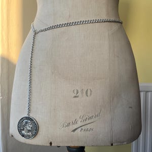 Vintage 1970s silver coin chain belt | retro silver chain link belt 1970s body jewellery chunky chain retro 1970s jewellery belly chain