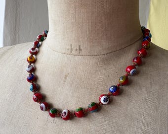 Glass Of Venice Collier En Verre De Murano - Perles Multicolores Italiennes En Mosaïque Millefiori - Fait à La Main - Colliers En Verre De Murano Pour Femme, Verre, Cristal