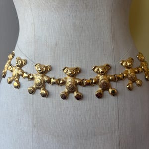 Vintage Signed Escada 1980s 1990s teddy bear gold chain belt |gold teddy bear belt, designer chain belt, Escada chain belt, cute chain belt