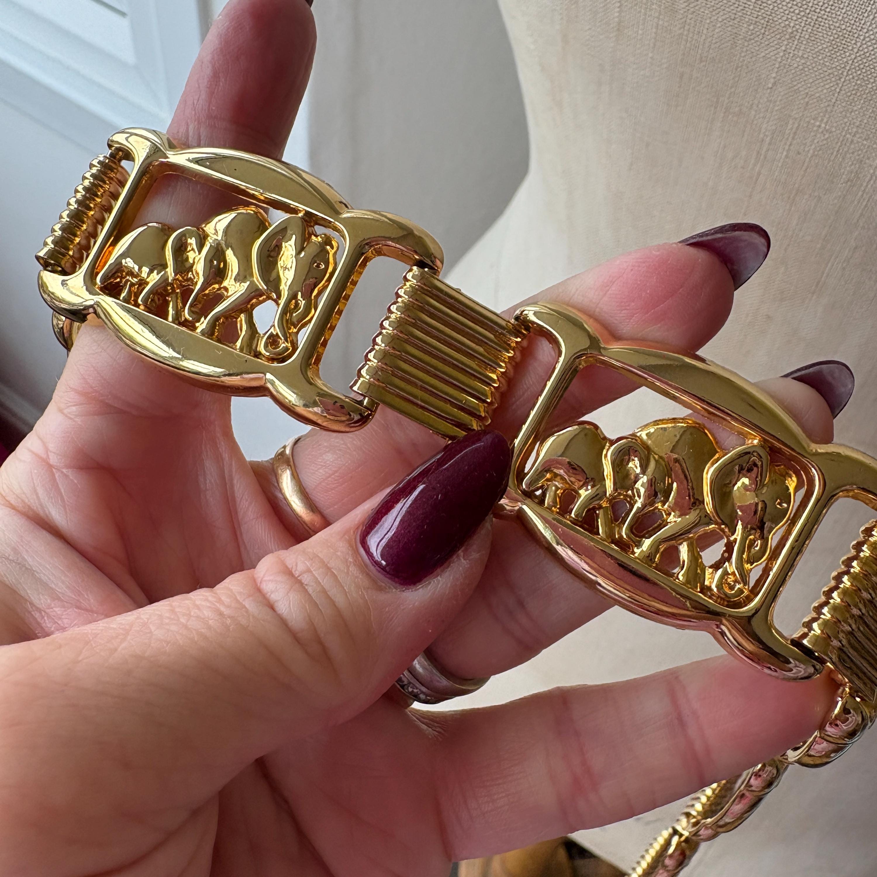 Vintage Signed Escada 1970s 1980s Elephant Gold Chain Belt  display picture 1