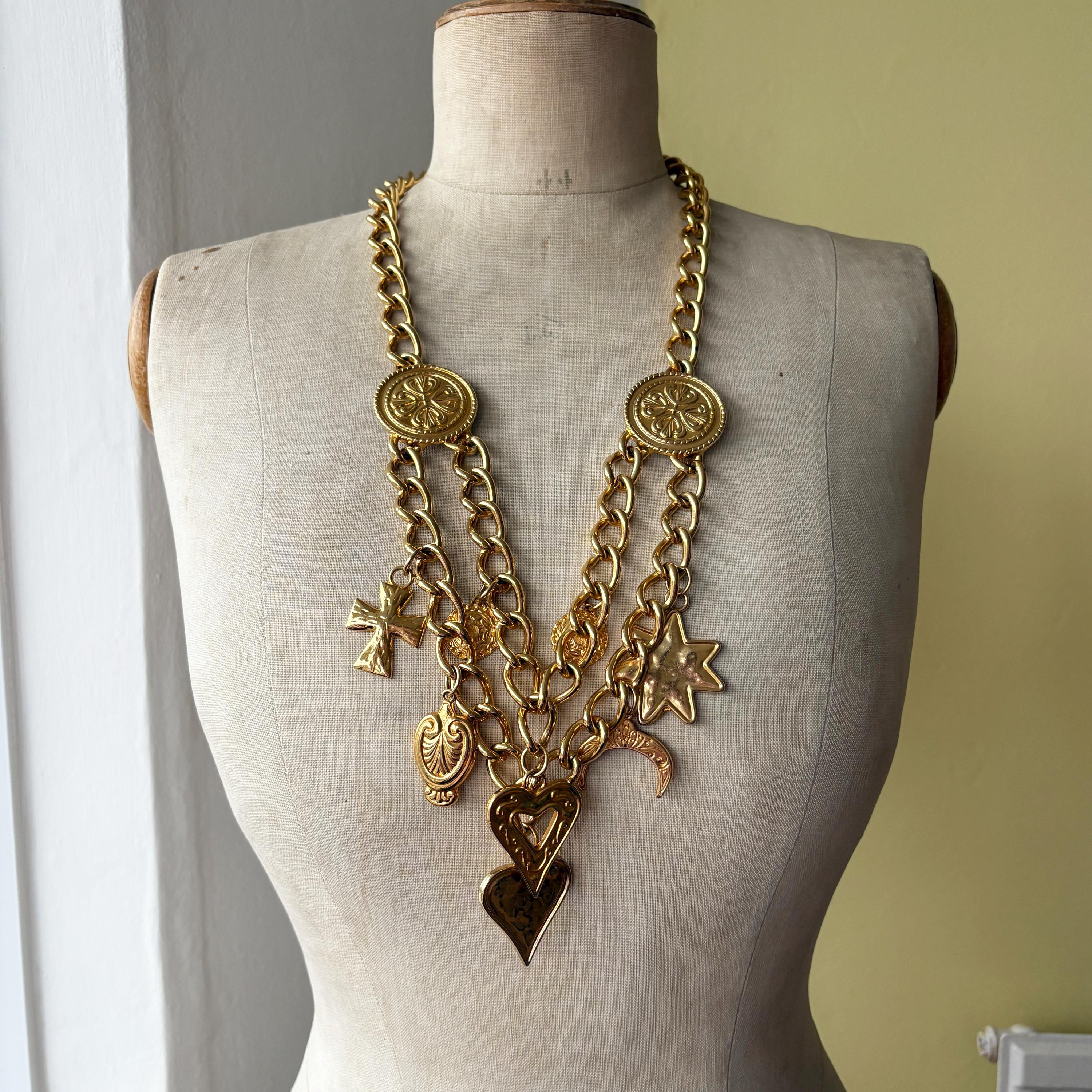 Rare Signed ESCADA Designer Gold Chain Charm Belt | ESCADA 