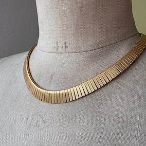 Vintage Mid Century Cleopatra Style Necklace | 1950s 1960s Egyptian Revival gold necklace bib necklace retro modernist statement jewellery