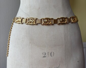 Vintage 1990s Silver Tone Metal Elephant Chain Link Belt  display picture 1