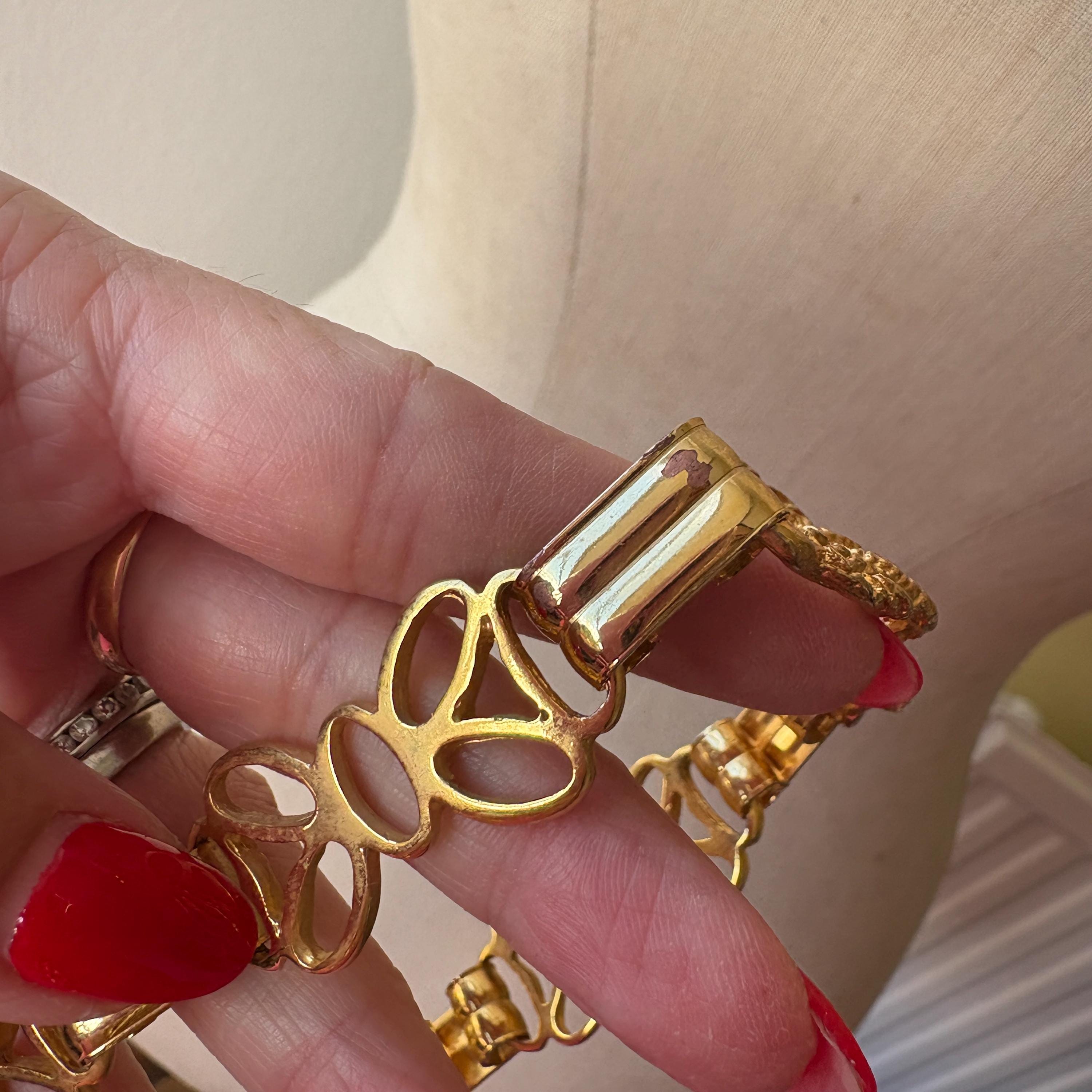 ヴィンテージ サイン入り GUCCI デザイナー ゴールドトーン チェーン