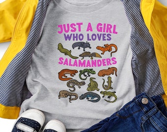 Just A Girl Who Loves Salamanders Shirts - Toddler and Youth Sizing! Salamanders Loving Child T-Shirts -