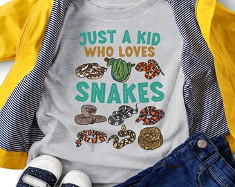 Just A Kid Who Loves Snakes Shirts - Toddler and Youth Sizing! Snake Loving Child T-Shirts -