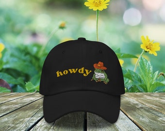 Frog Hat Frog Wearing Cowboy Hat Howdy Frog Cute Hats Funny Gender Neutral Dad Hats Frog LoverGift Idea Pink Blue Black Green Trendy Hat