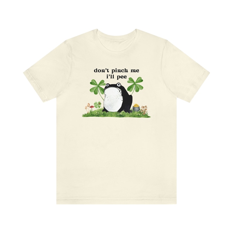 Cottagecore Frog Tee & Sweatshirt, Don't Pinch Me I'll Pee, Humorous Frog T-Shirt St Patrick's Day Aesthetic, Luck of the Irish Frog Gold image 6