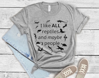 Lizard Lover Short Sleeve Tee, Like All Reptiles and Maybe 3 People, Reptiles Are my favorite, Reptile Shirt for Men Women