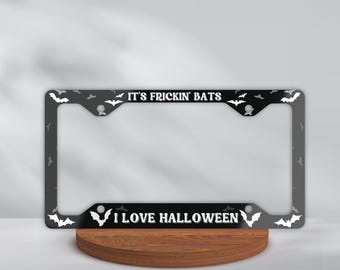 Halloween-Themed Metal License Plate Frame, Car Decor, Spooky Gift, Halloween Accessories, I Love Halloween License Plate