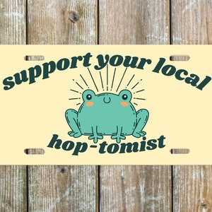 Cute Frog Front License Plate - Kawaii Truck Tag - Frog Aesthetic Car Gifts - Frog Toad Amphibian Lover Vehicle Vanity Plate