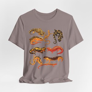 All Salamanders T-Shirt, Cottagecore Clothing, Watercolor Cute Salamander, Cozy Amphibian Shirt, Exotic Animal Lover Gift, Tiger Salamander Pebble Brown