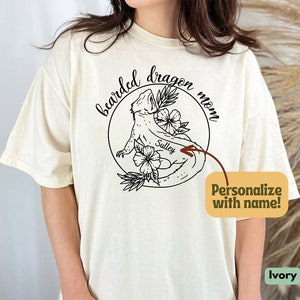 Bearded Dragon Mom Shirt, Comfort Colors Personalized Bearded Dragon Lizard Mom T-Shirt, Gift for Beardie Moms, Vintage Style Beardie Shirt