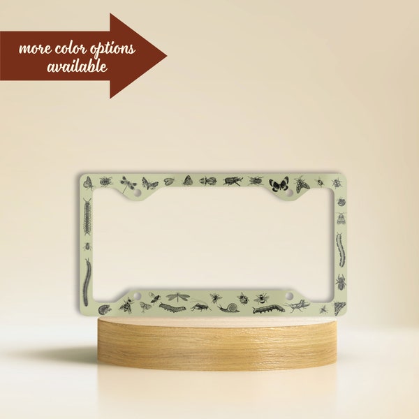 Marco para matrícula de insectos - Idea de regalo para coche, camión o entomólogo - Amable con todo tipo de animales - Abeja, escarabajo, polilla, mariposa, insectos vintage