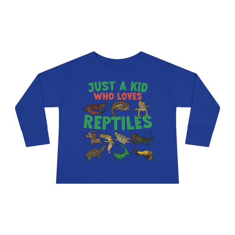 Toddler Reptile Shirts, Long Sleeve Lizard Shirts Just A Kid Who Loves Reptiles Shirts - Kids Youth Sizing - Reptile Lover Child T-Shirts Royal